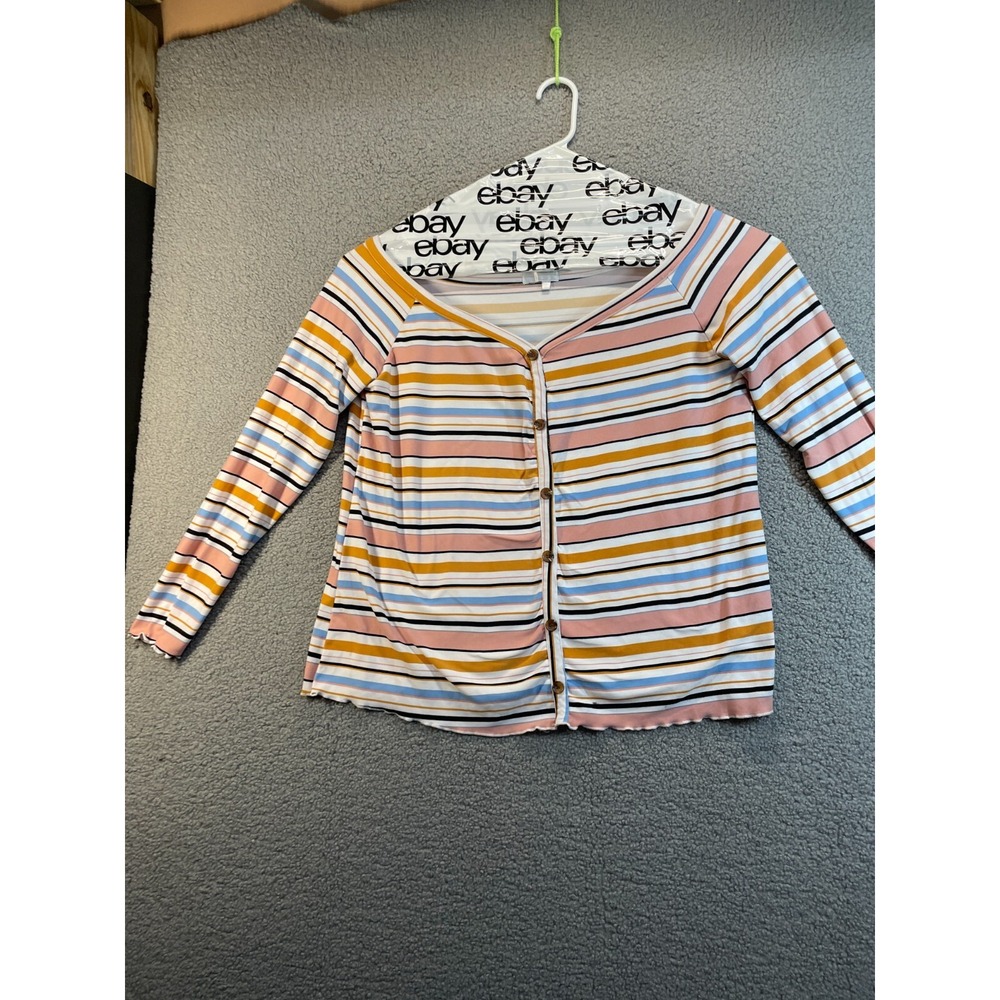 Riley and James Womens Colorful Striped Button Down Cardigan‎ Size 2X